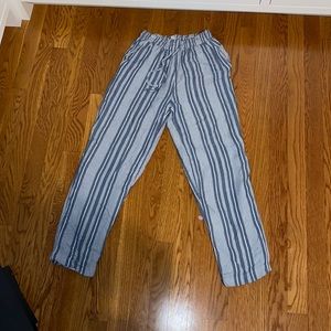 Flowery blue and white wide leg pants